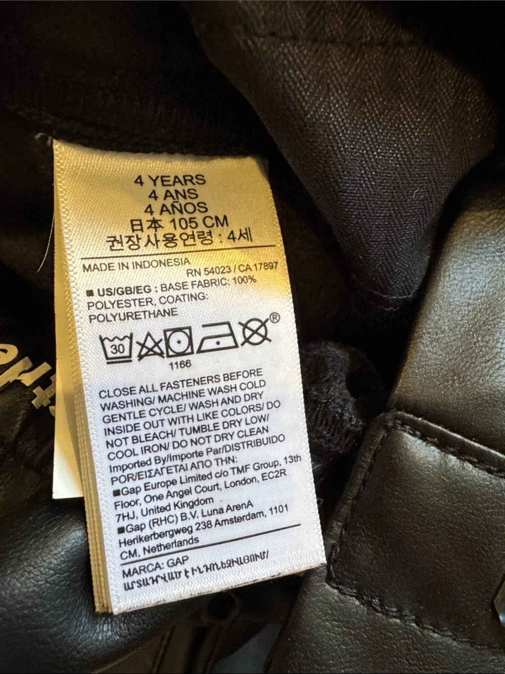 Baby Gap Girls Black Vegan Leather Stride Pants Wide Leg Paperbag Waist Size 4